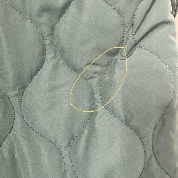 Summersalt Long ColorBlock Quilted Eco Coat Color Olive Eden Green Size M *flaws - Picture 7 of 12